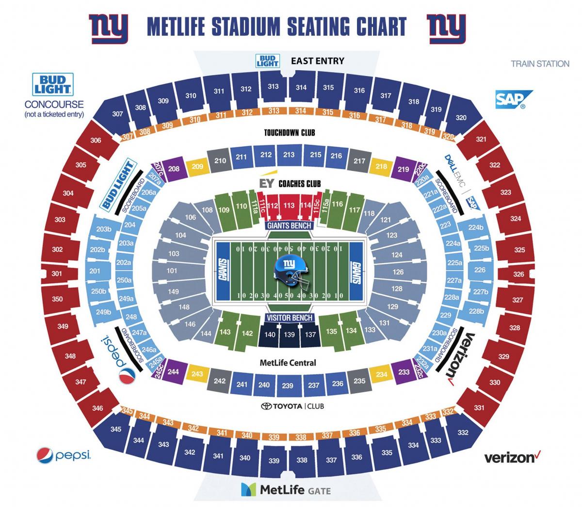 New York Giants stadium mapě