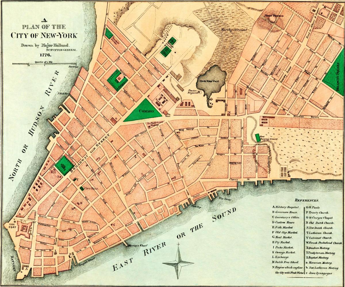New York 1776 mapě