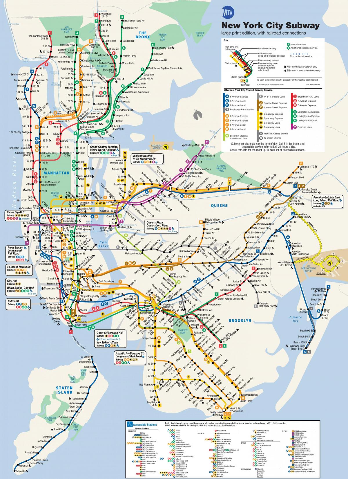 New York MTA metra mapa