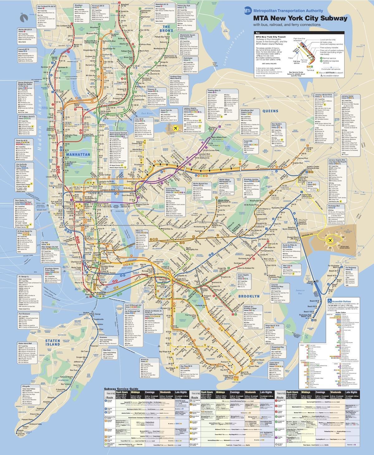 NYC MTA vlak mapě
