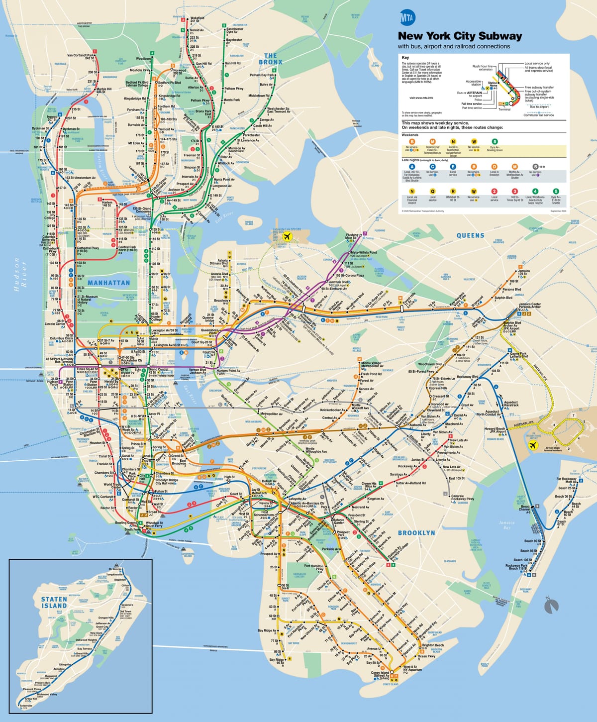 NYC hromadné dopravy mapě