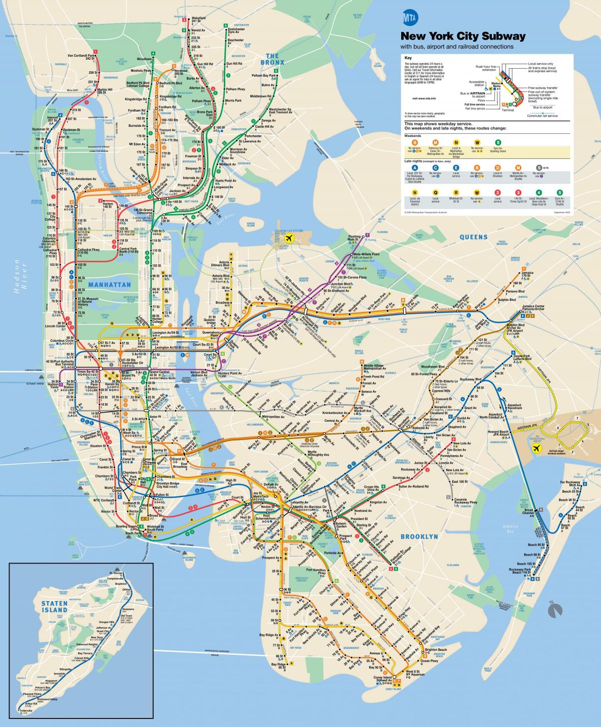 NYC hromadné dopravy mapě