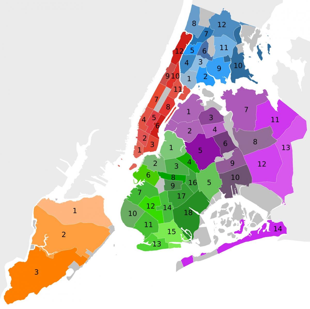 New York okresů mapa