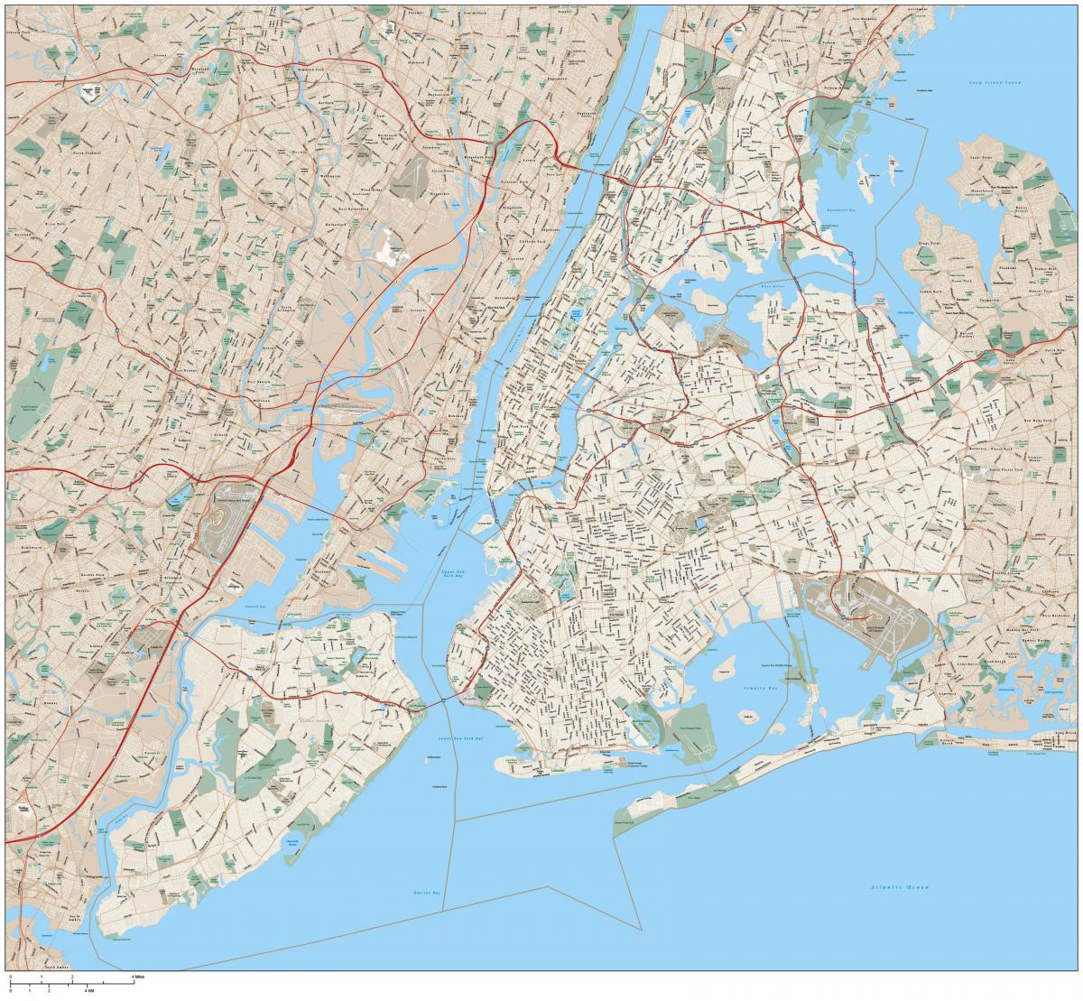 podrobná mapa New York City