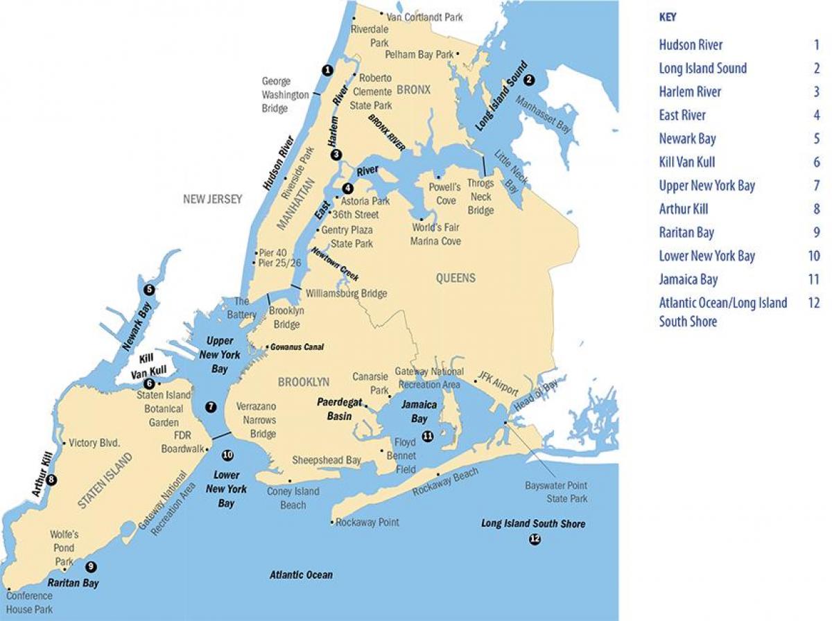 New York City river mapě