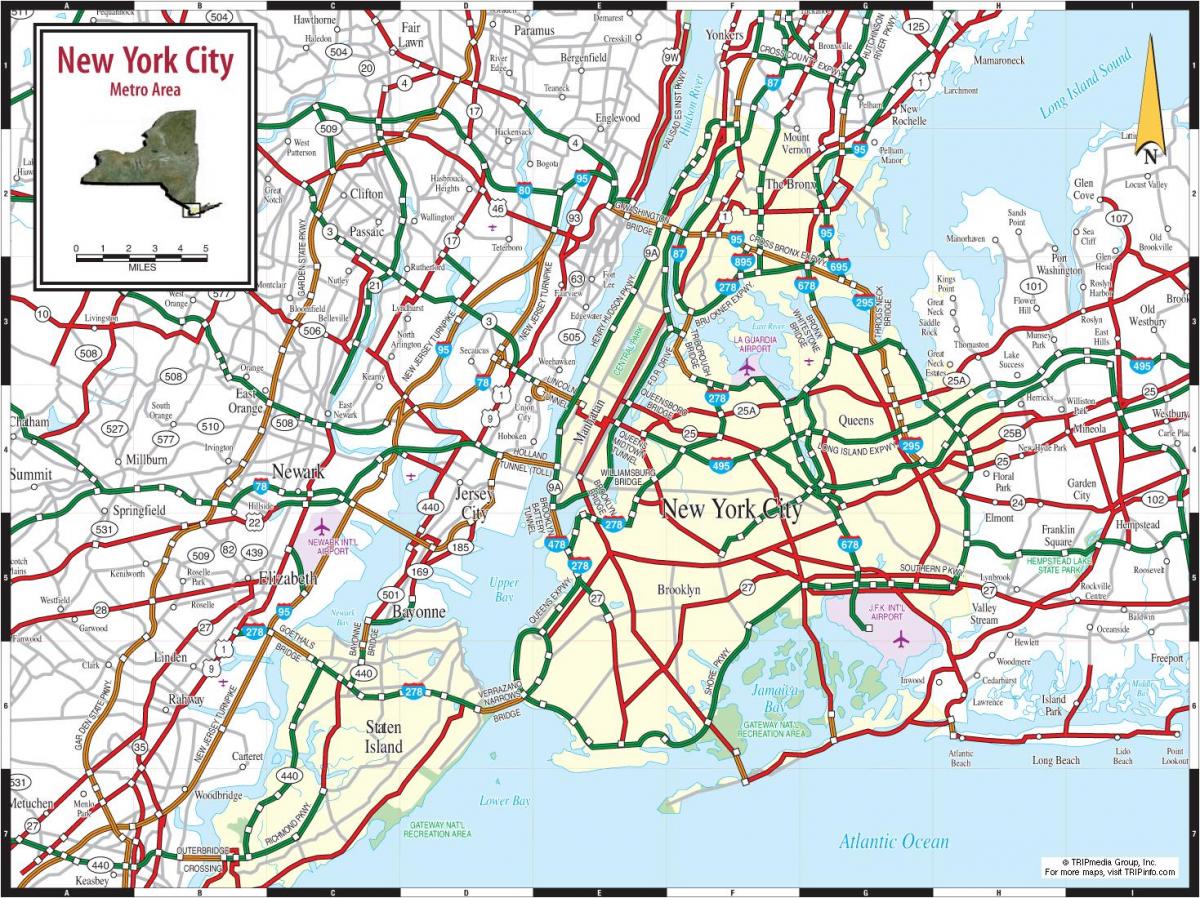 NYC dálnici mapě
