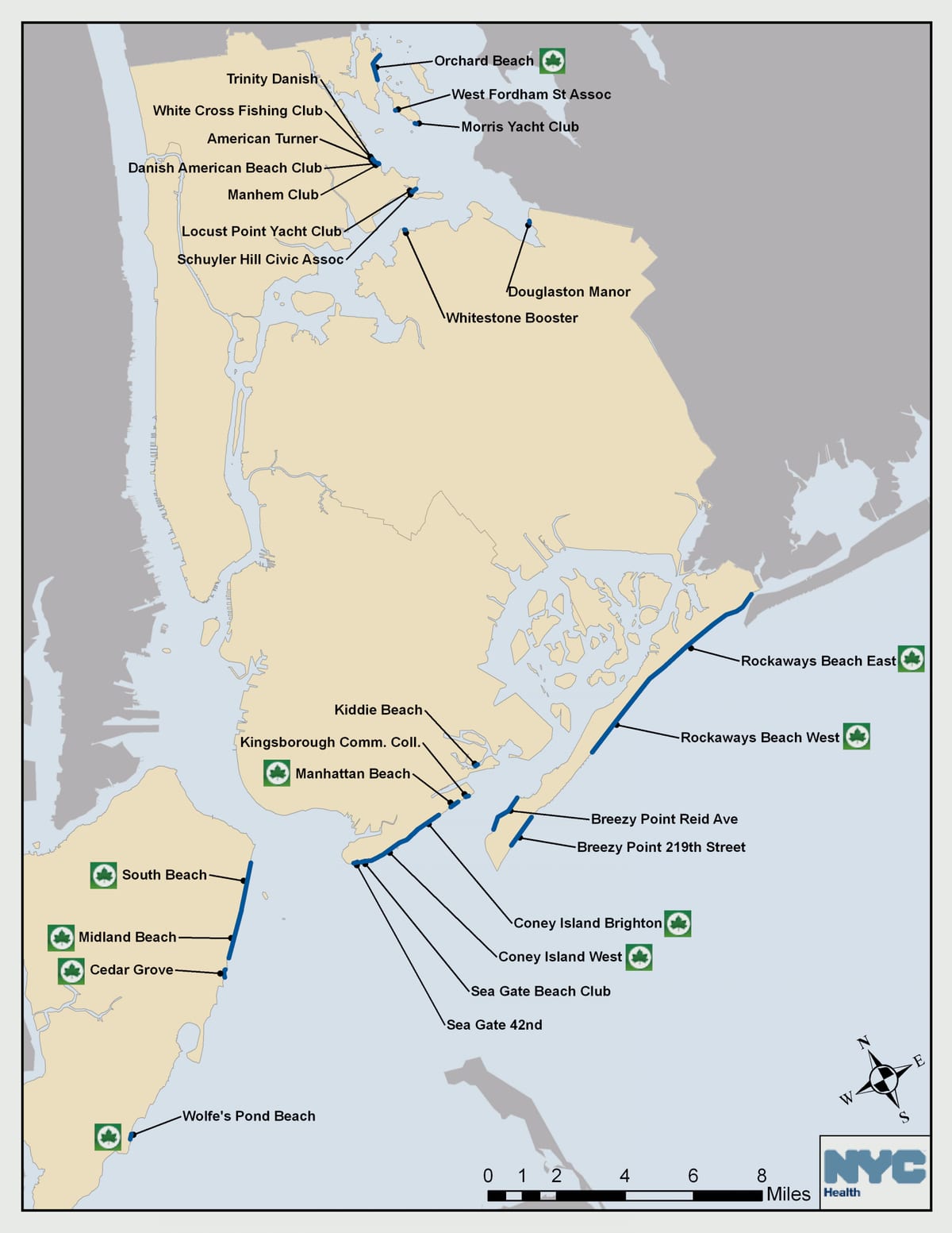 New York pláže mapě