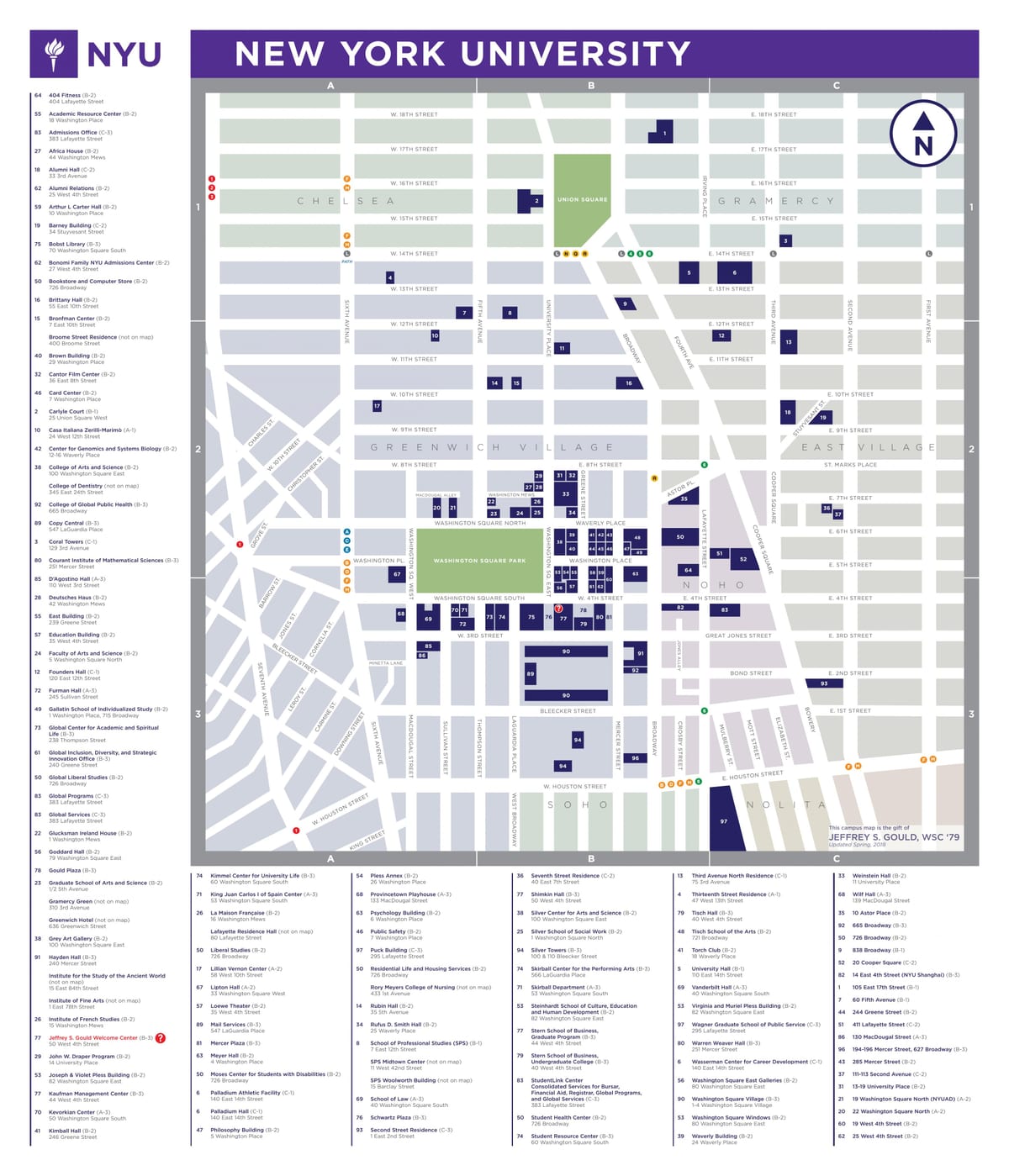 New York university campus mapa