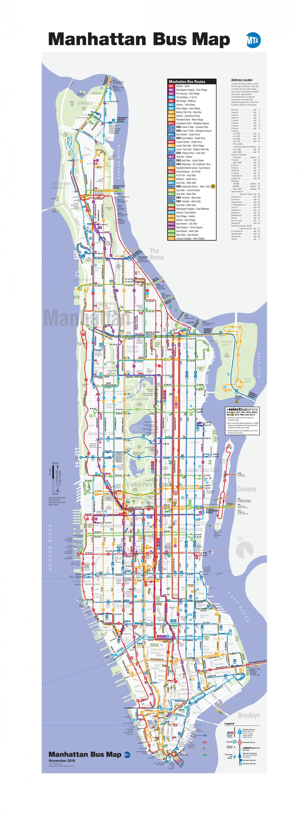 NYC bus linek mapě