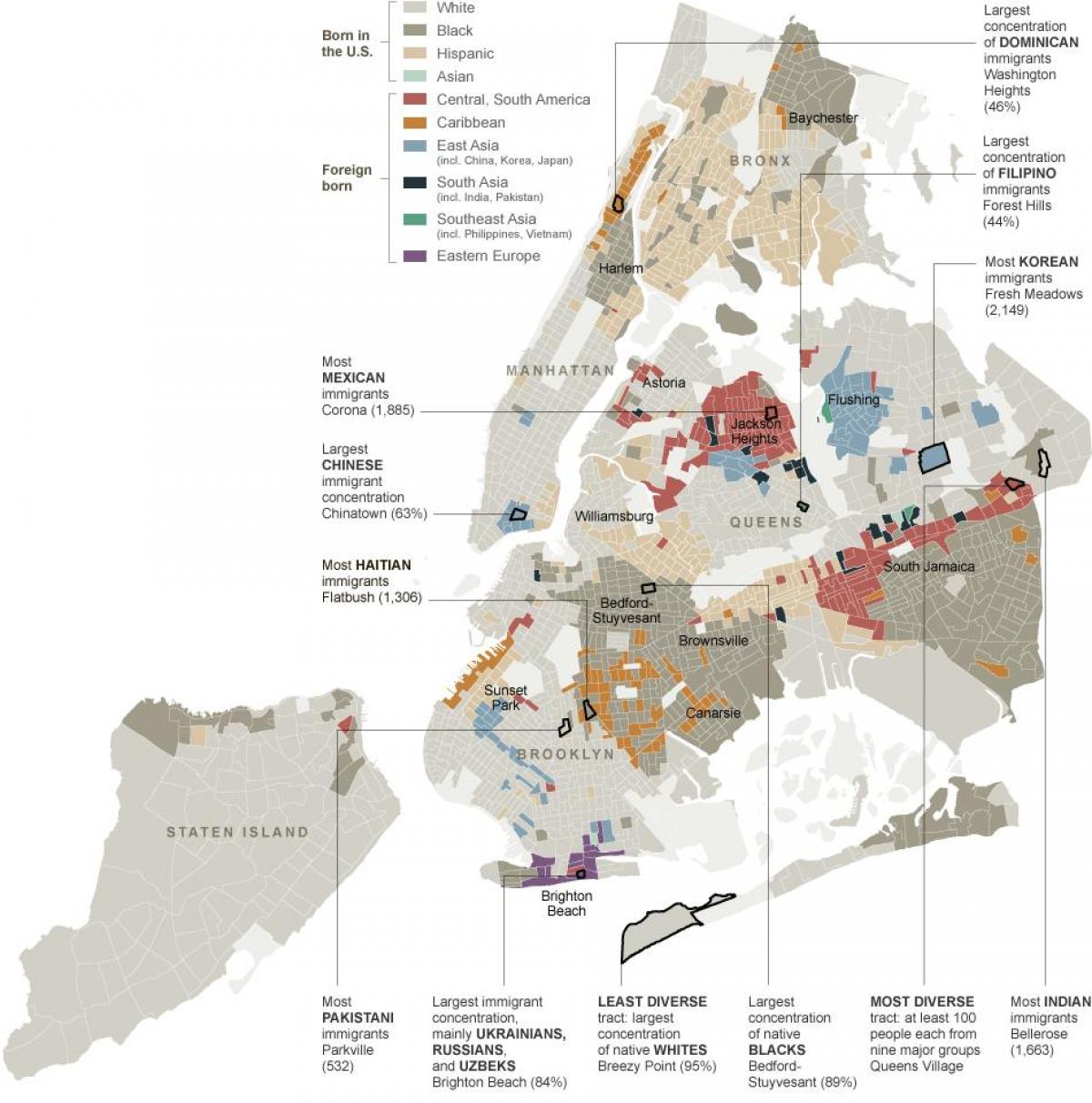 New York etnikum mapě