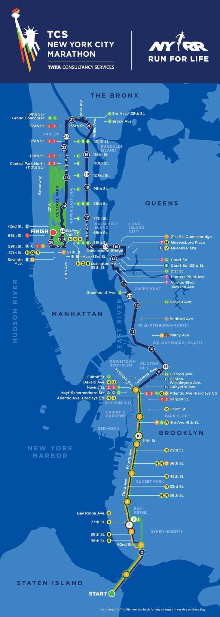 New York marathon mapě