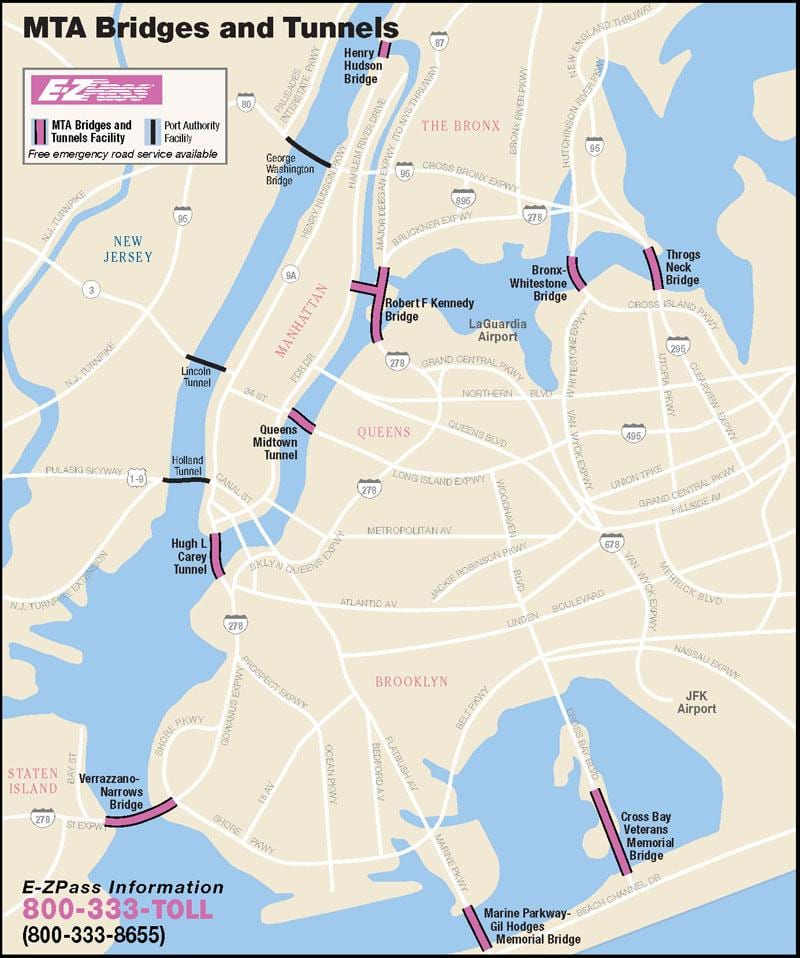 New York mosty mapě