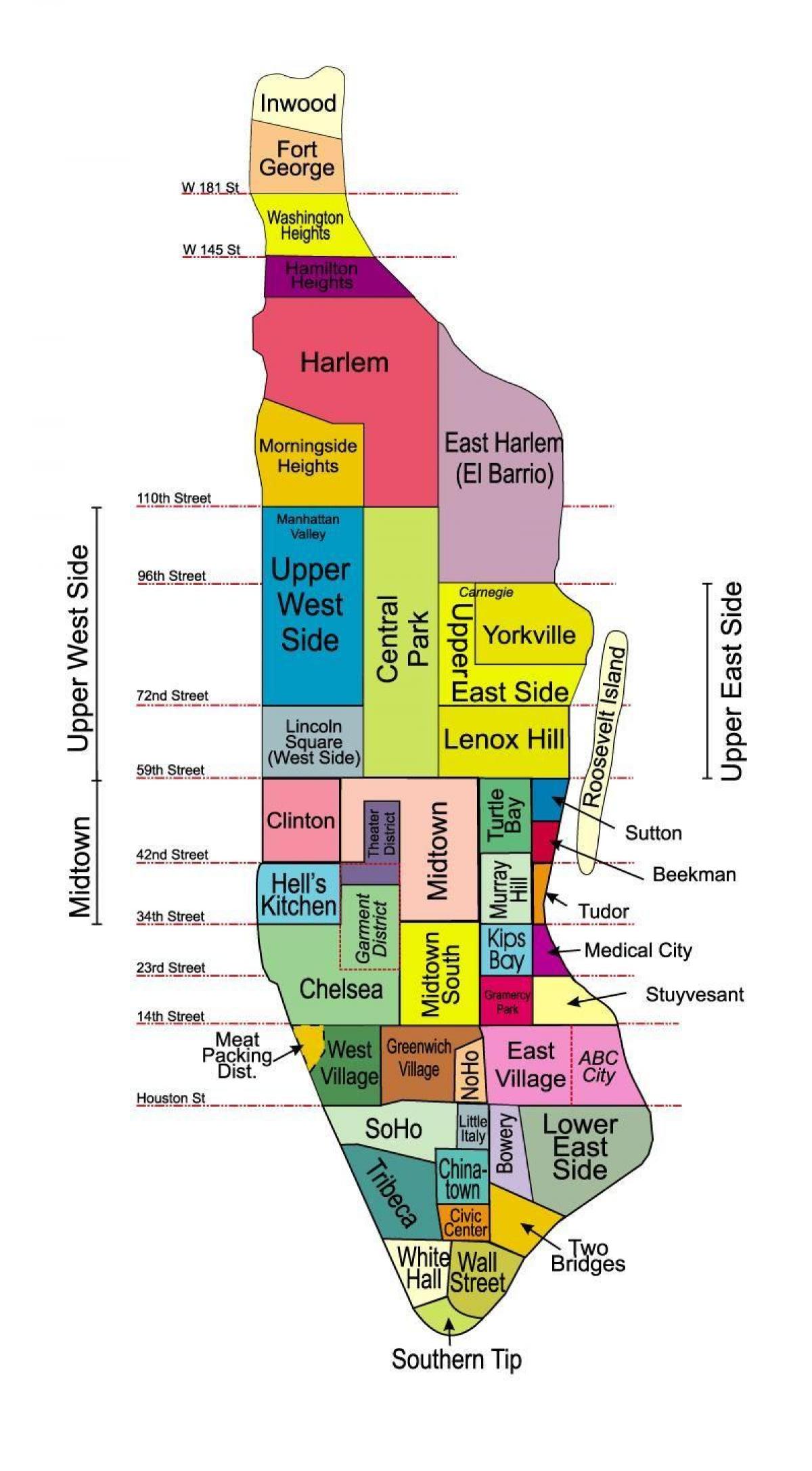 mapa z NEW yorku s sousedství jmen