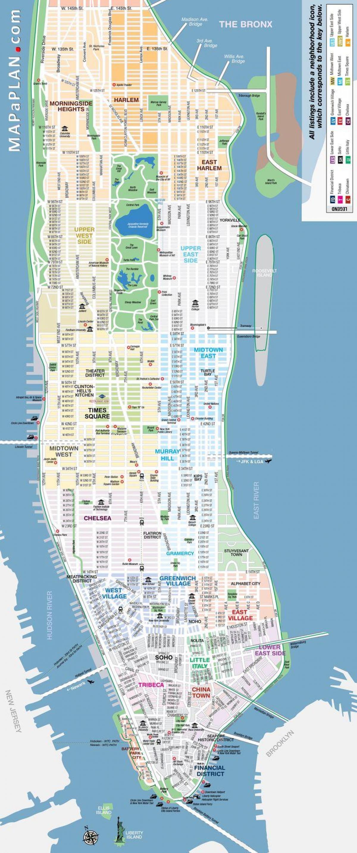 mapa NEW yorku čtvrť s ulicemi