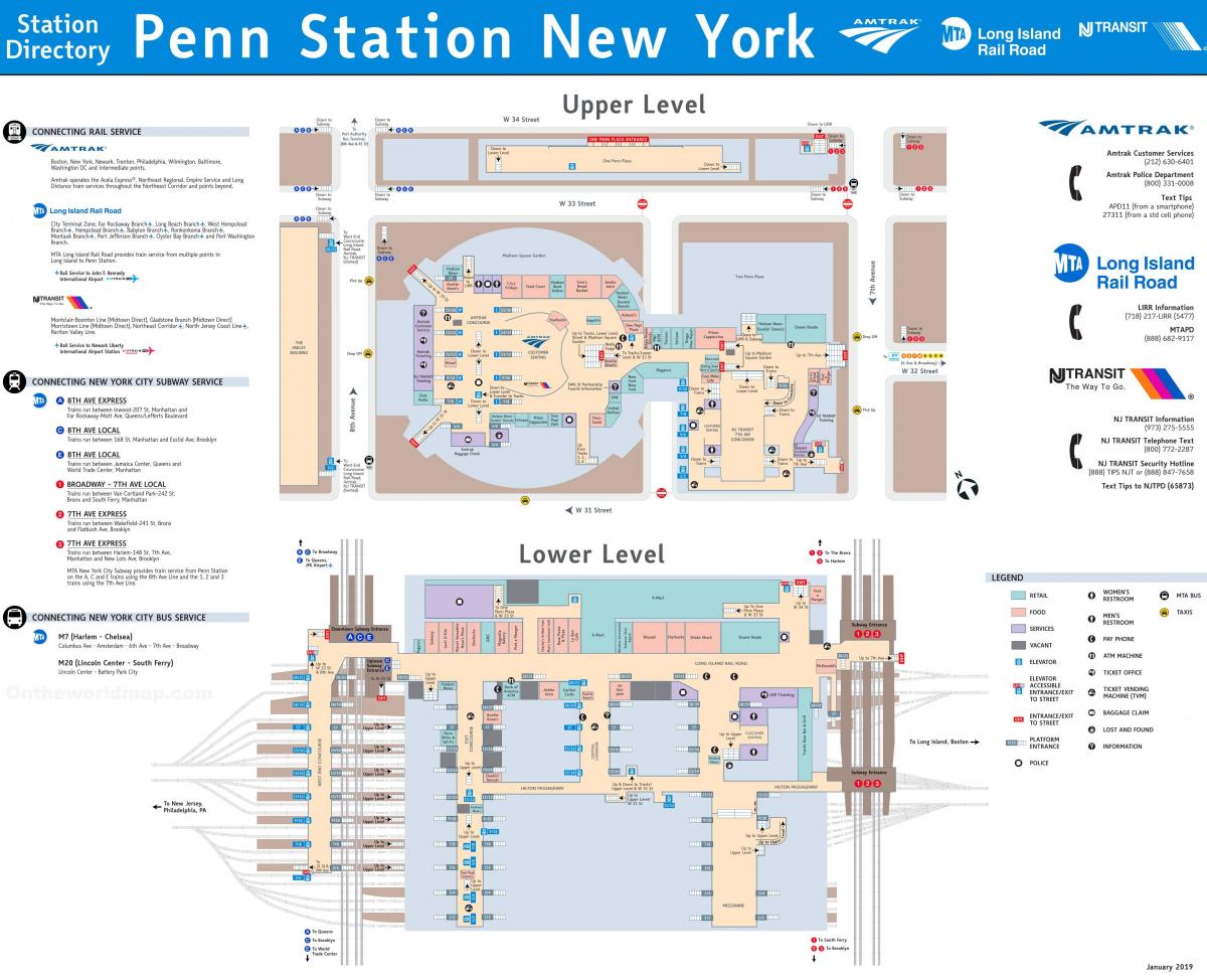 mapa Penn station, NYC