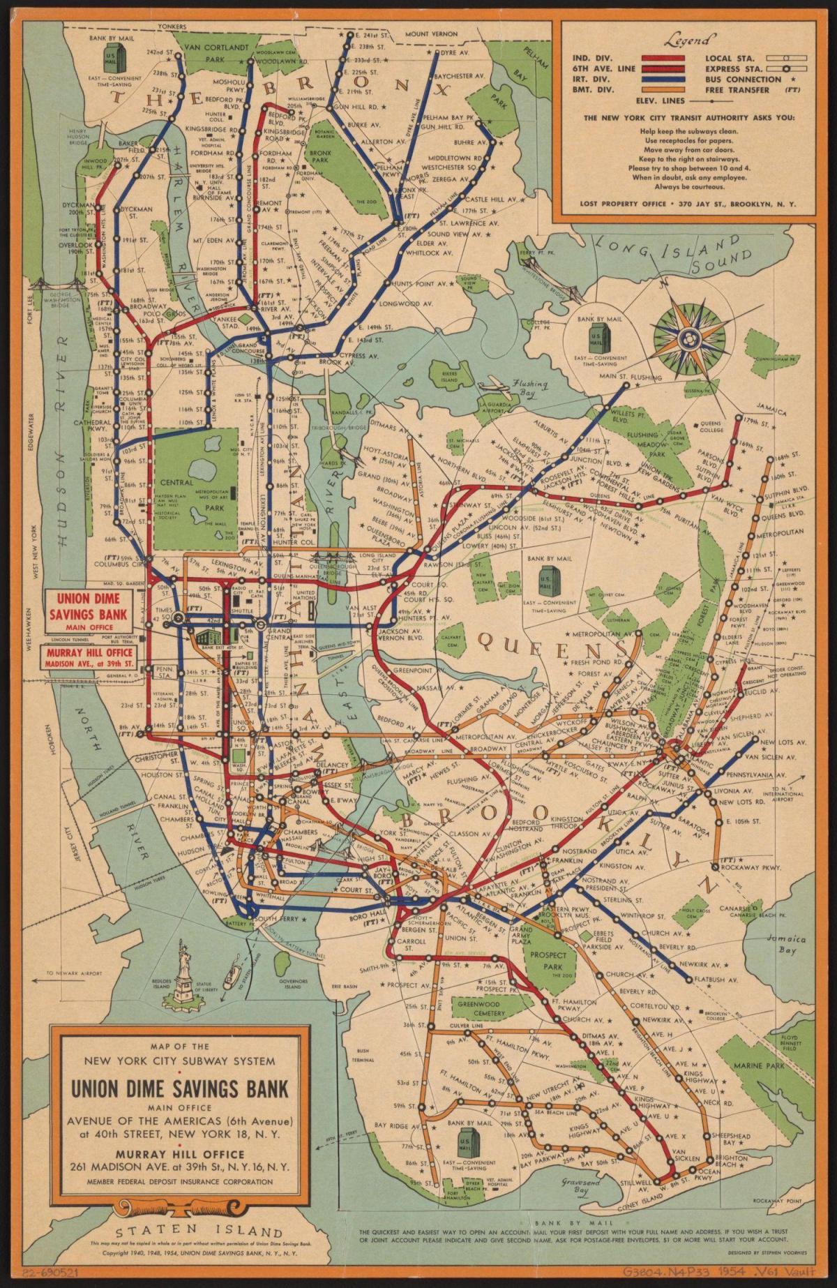starý New York subway map