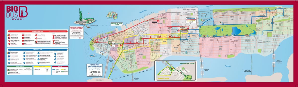 velký autobus NYC mapě