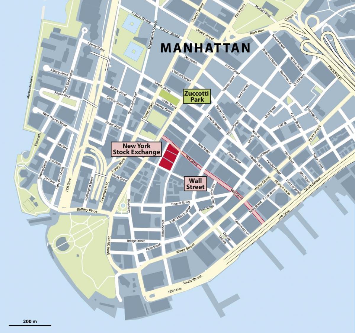 wall street New York mapa