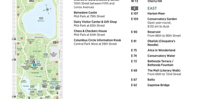 Mapa New York City central park area