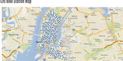 Citi bike mapa NEW yorku