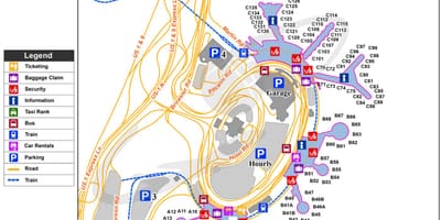 New York NEWARK letiště mapě