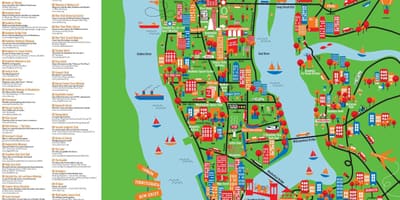 New York turistických atrakcí mapě