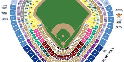 New York yankees stadium sezení mapě