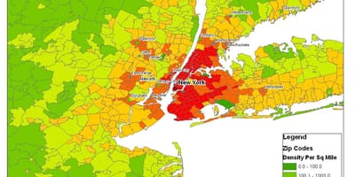 New York populace mapě
