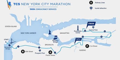 New York marathon samozřejmě mapě