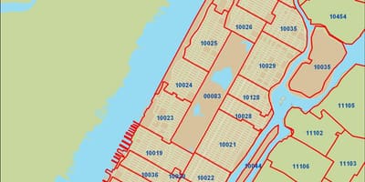 Mapa NEW yorku, psč