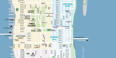 Mapa NEW yorku čtvrť s ulicemi