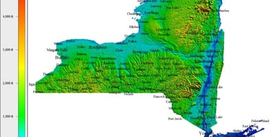 Mapa NEW yorku topografické