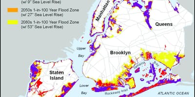Vzestup hladiny moře mapa New Yorku